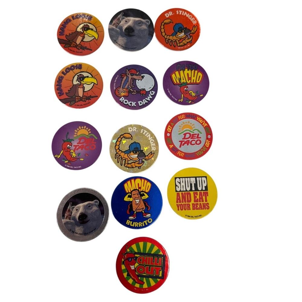 Del Taco Pogs Lot 13 Vintage 1994 1995 Promotional Milk Caps Collectibles